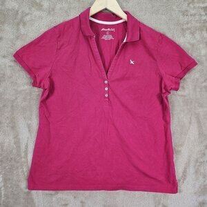 Eddie Bauer Polo Shirt Embroidered Logo Short Sleeve Collared Women's Sz XL Pink